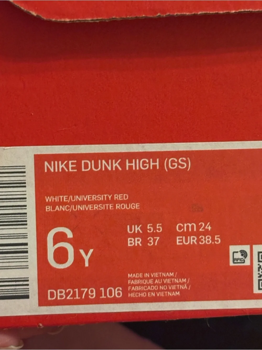 Nike Kids Dunk High Sneakers - White & Red